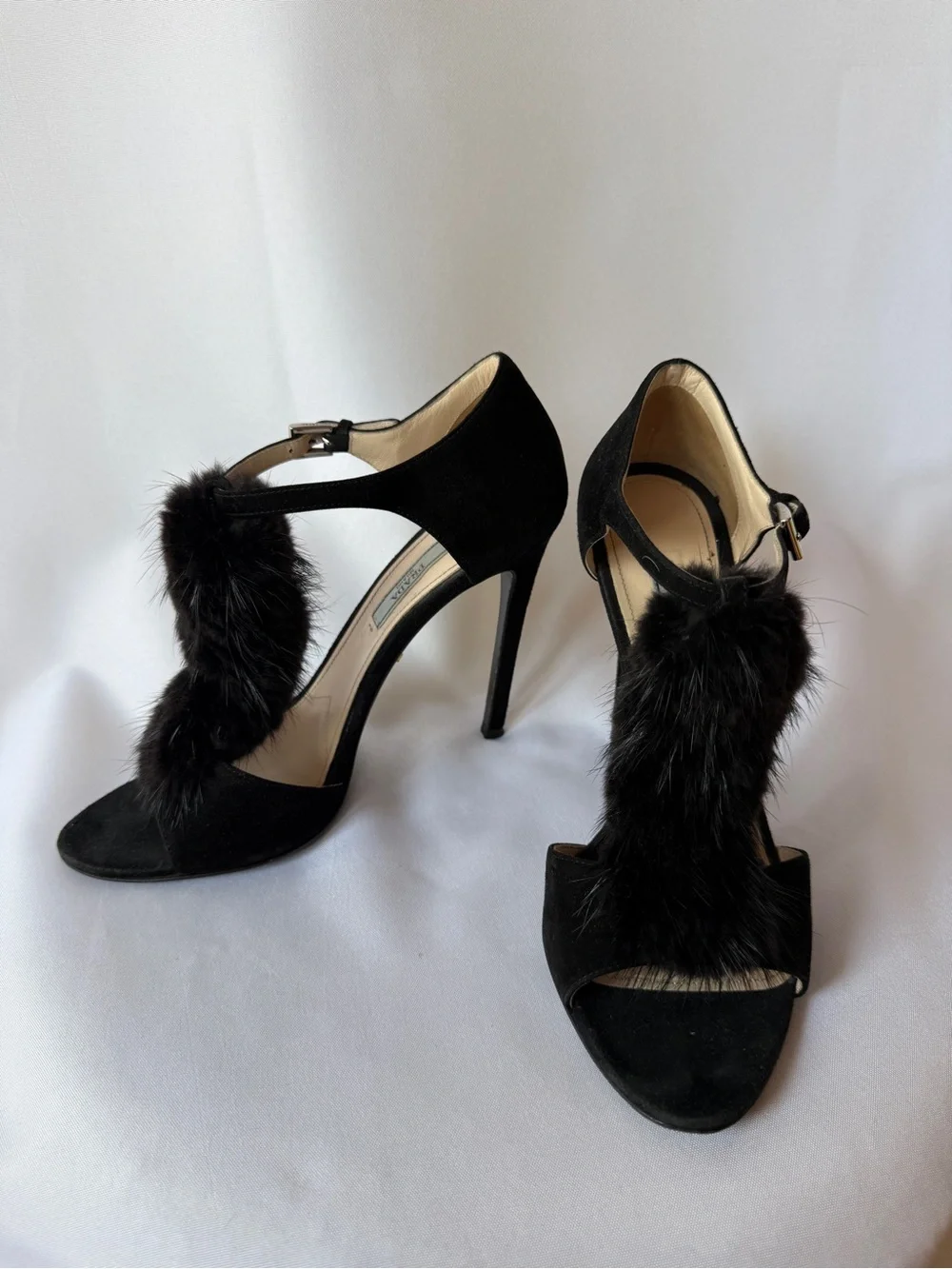 Prada Black Mink Fur High Heels